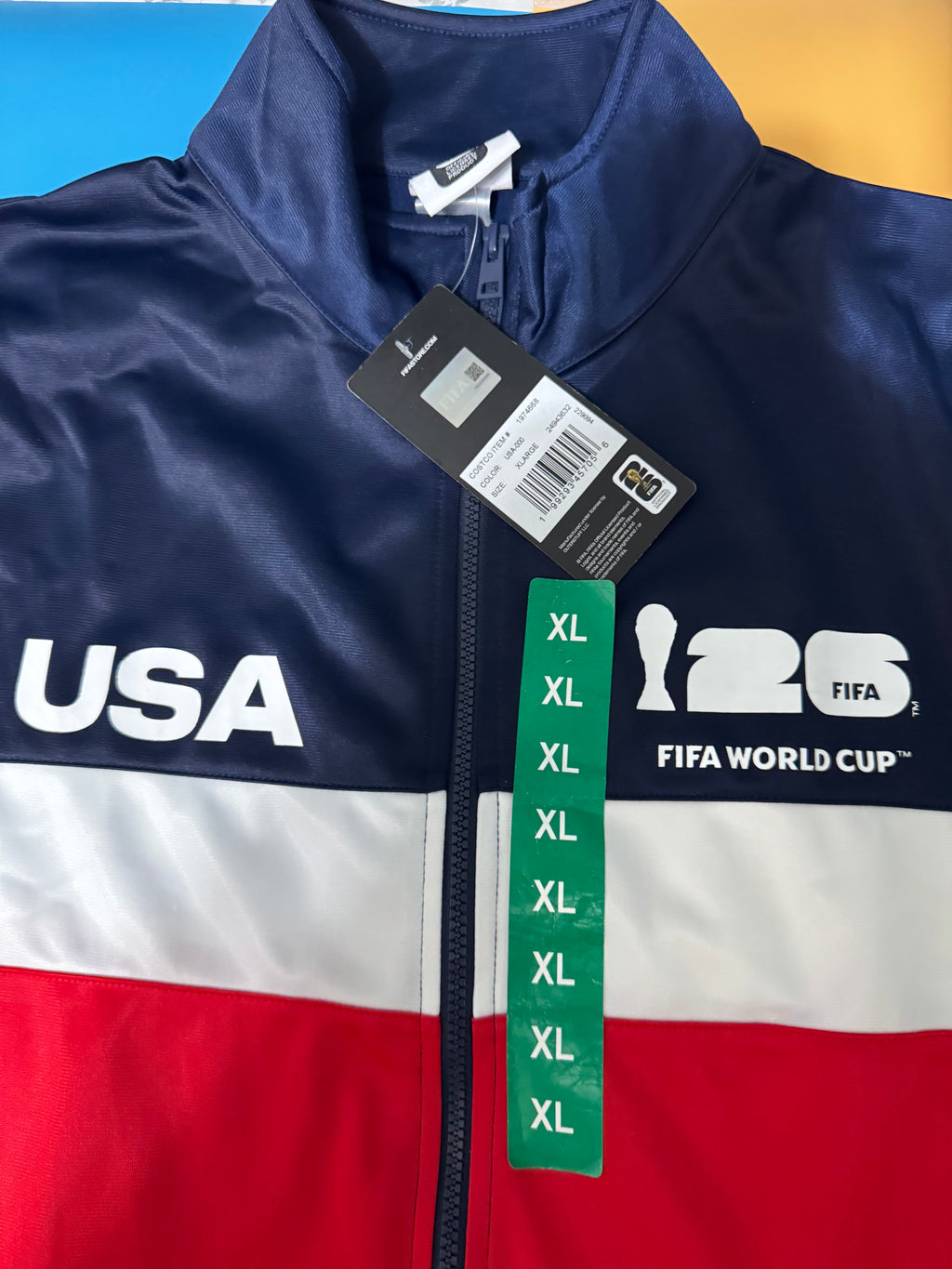 FIFA World Cup 2026 Team USA track jacket in navy, red and white