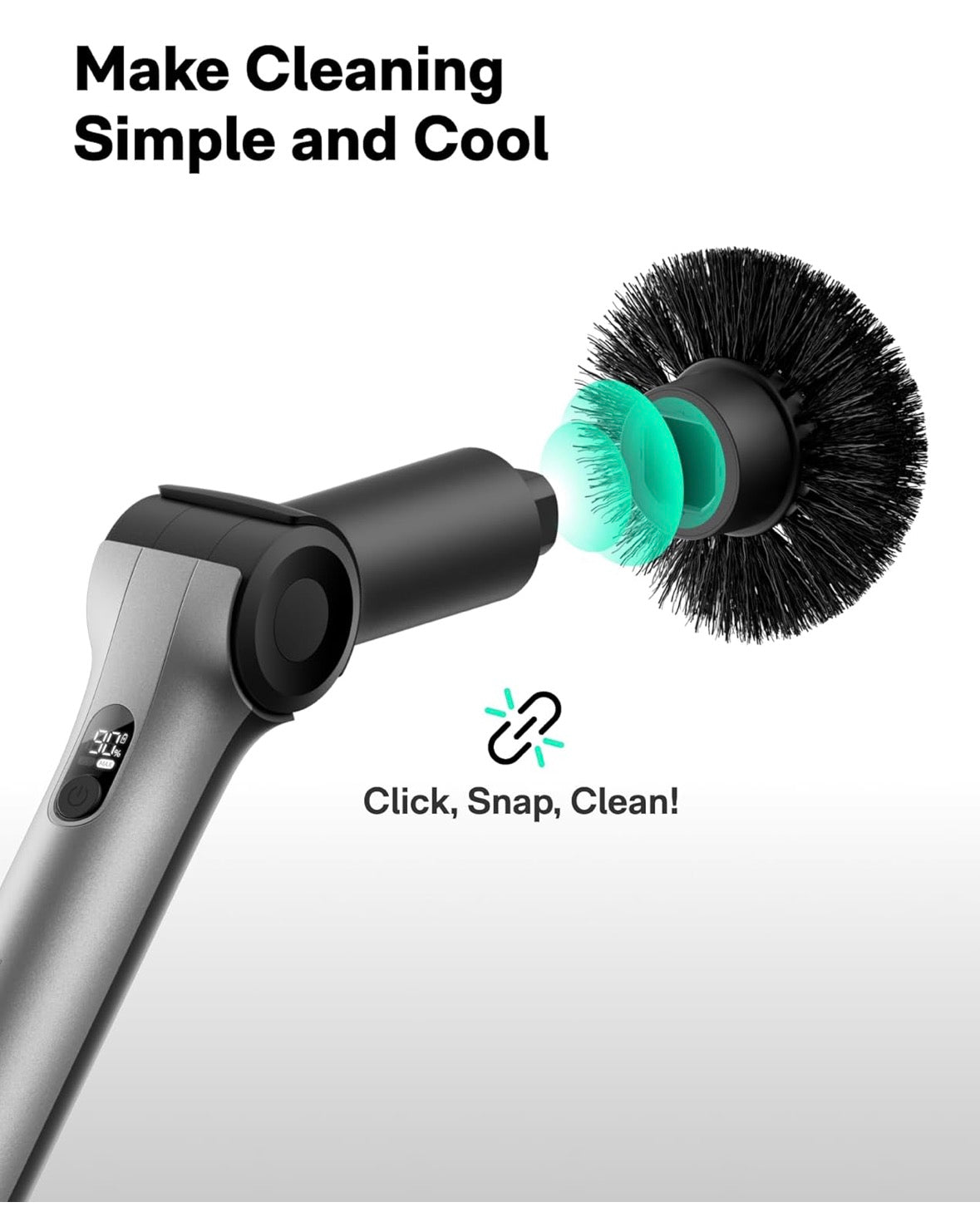 HOTO Flexi™ Cordless Electric Spin Scrubber, Adjustable Angle, Extendable Handle, Smart Display, IPX7 Waterproof, Powerful Cleaning Scrubber with 8 Replaceable Brush Heads, for Bathtub, Bathroom, Tile