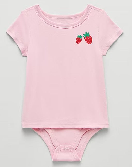 Okie Dokie Toddler Girls Hidden Access Opening Adaptive Round Neck Short Sleeve Bodysuit