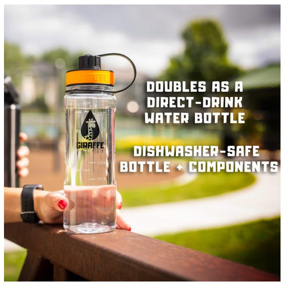 Giraffe Bottle Tower XL Hands Free Drinking, Stainless Steel with Bottle Holder