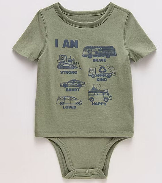 Okie Dokie Toddler Boys Hidden Access Opening Adaptive Round Neck Short Sleeve Bodysuit