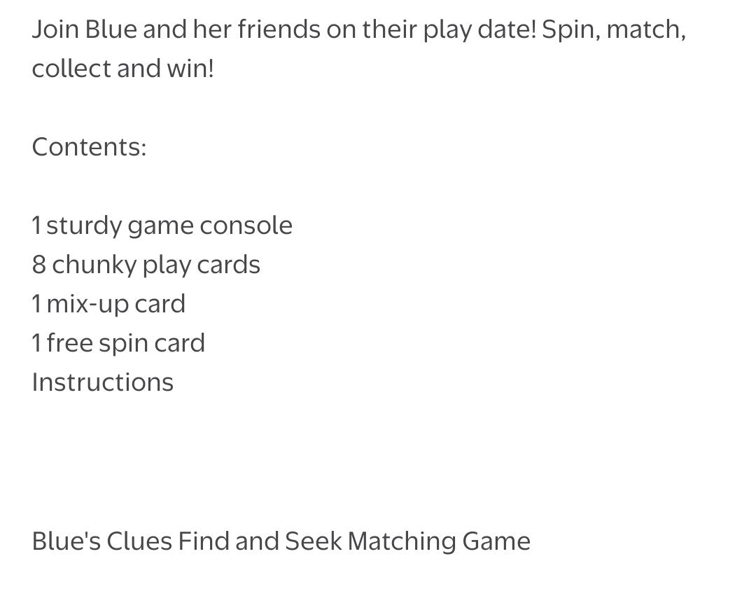 Blue's Clues Find and Seek Matching Game